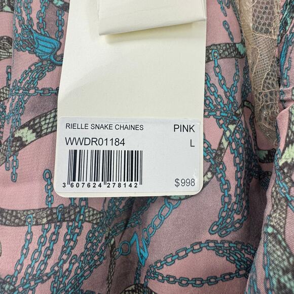 Zadig & Voltaire Silk Lace Blend Chain Print Maxi Dress Long Sleeves Size L NWT - Picture 11 of 12